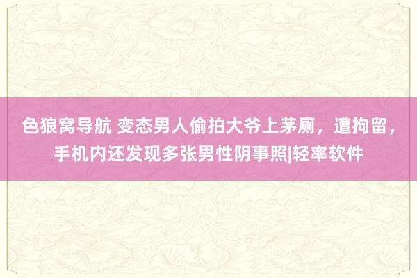 色狼窝导航 变态男人偷拍大爷上茅厕，遭拘留，手机内还发现多张男性阴事照|轻率软件