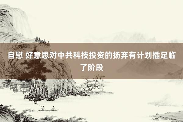 自慰 好意思对中共科技投资的扬弃有计划插足临了阶段